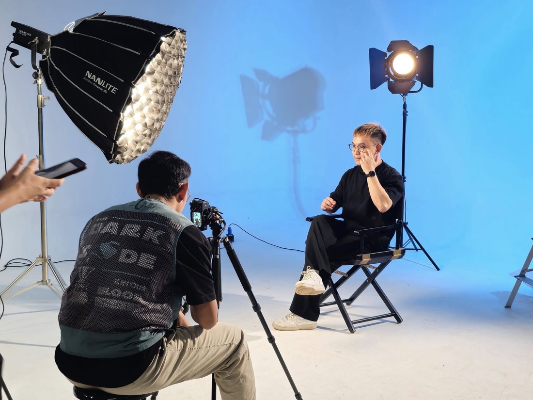 Interview set at Cyclorama Studio Rental